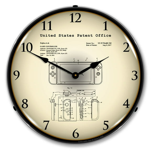 Nintendo Switch Game Controller 2016 Patent  LED Lighted Premium Wall Clock