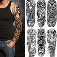 thumbnail image 1 of Tatuajes de manga de tótem falsos, pegatinas de 6 hojas de tótem tribal de brazo completo, mangas de tatuajes temporales para adultos, niños, mujeres, maquillaje, 1 of 5