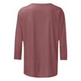 thumbnail image 4 of T-Shirt Décontracté de Noël pour Femmes avec Verre de Vin Rouge Imprimé, Col Rond, Manches Trois-Quarts, 4 of 4