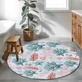 thumbnail image 3 of Round Rugs 3.3Ft, Green Red Coral Round Area Rug Washable Indoor Throw Carpet, Coastal Nautical Summer Beach Soft Non Slip Circle Rug for Laundry Room Patio Home Decor Aesthetic, 3 of 8