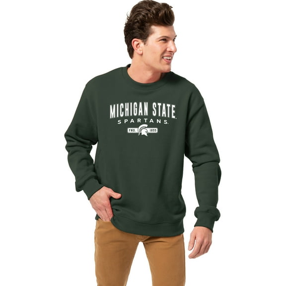 Men's League Collegiate Wear Green Michigan State Spartans Essentials 2.0 Fleece Pullover Sweatshirt
