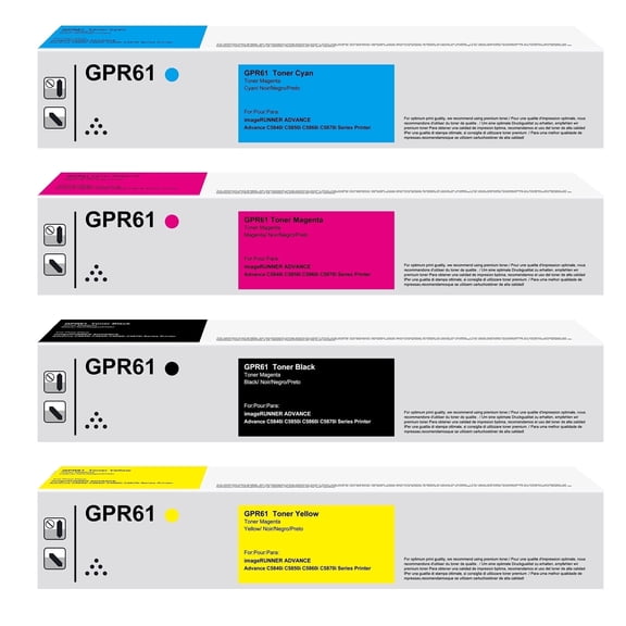GPR61 GRP-61 Toner Cartridge Replacement for Canon imageRUNNER Advance C5840i C5850i C5860i C5870i Series Printer Black Cyan Magenta Yellow(4 Pack)