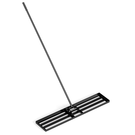 Topbuy 46" x 10" Large Lawn Leveling Rake Grass Dirt Surface Landscape Rake w/67" Handle Black