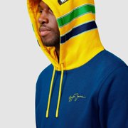 Ayrton Senna Mens Fanwear Stripe Hoody- Navy