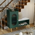 thumbnail image 7 of CBJCBJ Modern Storage Bench with Glass Door & Shelf - L-Shaped Entryway Cabinet, Padded Seat for Hallway/Bedroom/Office,Green, 7 of 7