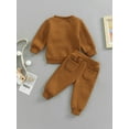 thumbnail image 4 of Bagilaanoe 2Pcs Newborn Baby Girl Boy Long Pants Set Long Sleeve Pullover Tops+ Trousers 6M 12M 18M 24M Infant Warm Plus Velvet Thickening Clothes, 4 of 9