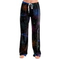 thumbnail image 3 of IYYVV Womens Halloween Pajamas Pant Aesthetic Pumpkin Ghost Skeleton Graphic Drawstring Pj Pants Halloween Cozy Comfortable Cute Candy Fall Clothes Purple M, 3 of 5