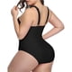 thumbnail image 3 of Trajes de baño de una pieza de talla grande con cruz frontal para mujer Trajes de baño con control de barriga Adepaton HMHZ263-7, 3 of 6