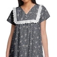 thumbnail image 3 of Moomaya Printed Short Sleeve Nightdress For Ladies Button Placket Nightwear, 3 of 5