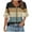 Beige-Shirts, variant on Jsaierl 3/4 Sleeve Womens Tops Plus Size V Neck Shirts Ruffle Trim Fashion Striped Petite Blouses Flowy Loose Fit Tunic Top S-2XL