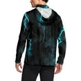 thumbnail image 3 of Havenx Men's Upf 50+ Sun Protection Hooded Shirt Lightning Print Long Sleeve Shirt with Mask Rapid Dry Rash Guard Shirts Hiking Running Fishing Athletic Workout Clothing,Dark Gray 3XL, 3 of 5