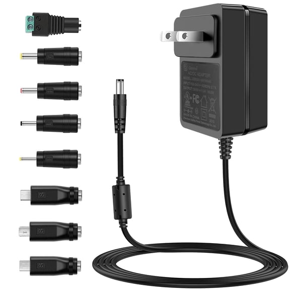 LujingZ 5V 3A Universal AC DC Power Adapter 15W, 8 Interchangeable Tips with Micro USB Mini USB Type C, 5.9Ft Cord, 100-240V Input, CE FCC ETL Certified, for 5V Electronics