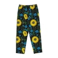thumbnail image 4 of Naloa Sunflowers And Blue Flower Print Women’s Ultra-Soft Comfy Pajama Lounge Pants with Pockets & Drawstring, 4 of 8