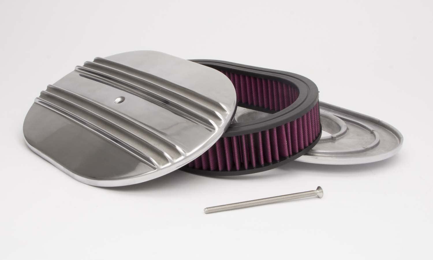 Racing Power Company R6321 12 x 2" Oval Finned Polished Aluminum Air Cleaner"