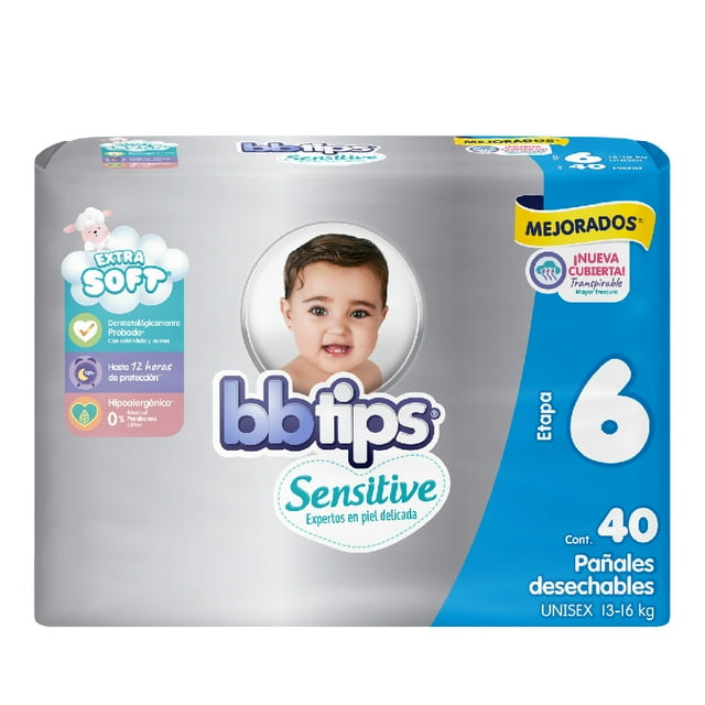 Pañales Bbtips Sensitive talla 6 xl grande unisex 40 piezas