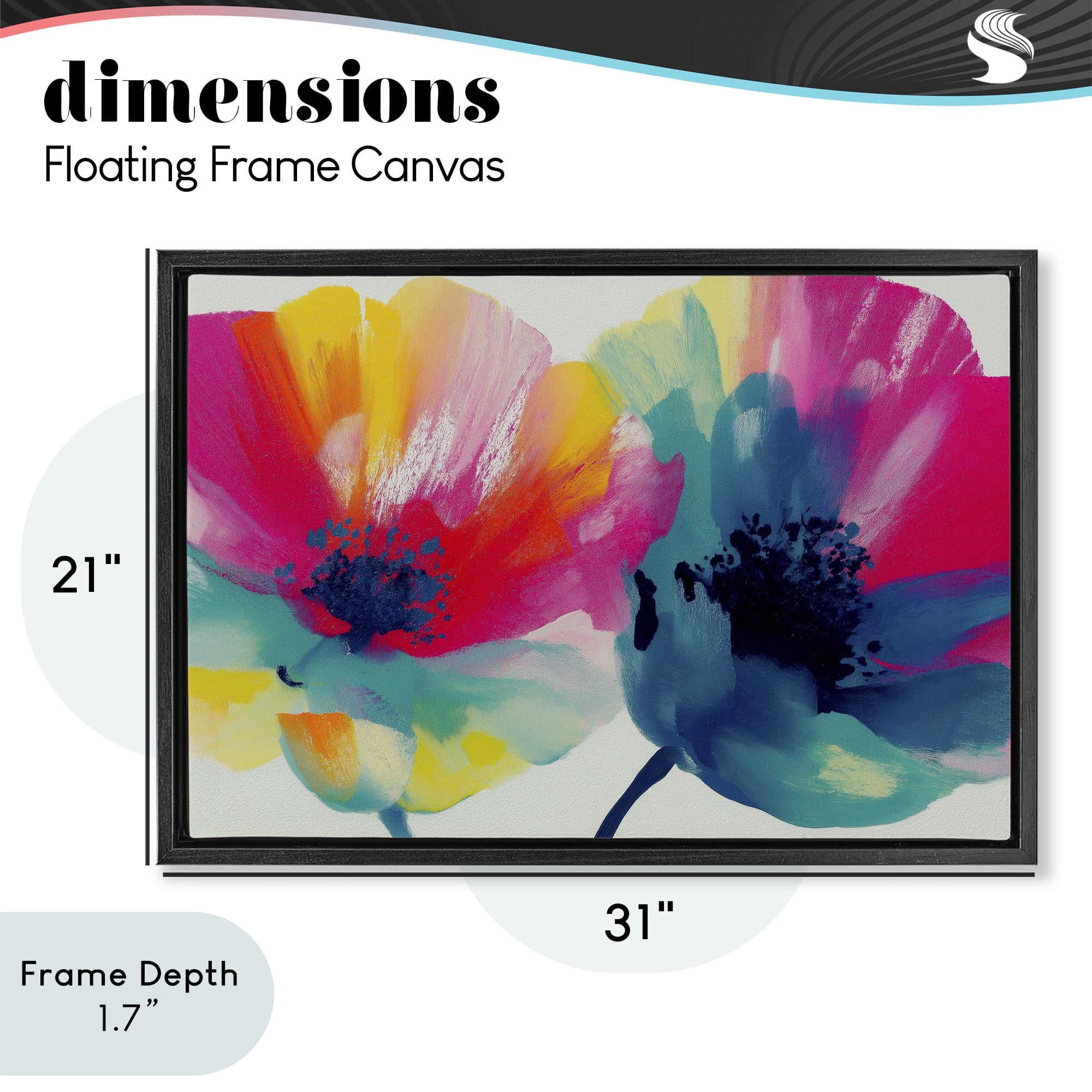 Stupell Industries Two Colorful Poppies Black Framed Floater Canvas Wall Art, design by Chromatic Storm Studio