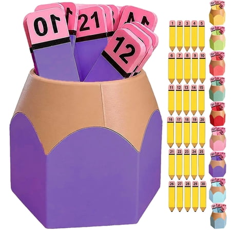 Pencil Number Counting Set Reusable Classroom Organization and Sequencing Board Crayon Number Matching Set 1-30 for Math Manipulative Draw Numbers and Supply
