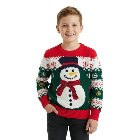 Kuleyang Toddeler Boys Girls Christmas Snowman Sweaters Xmas Winter Cute Knit Cartoon Prints Unisex Top Clothes Red 3 Years