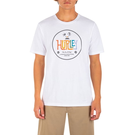 Hurley Men’s Everyday Washed State of Mind Short Sleeve T-shirt, White, Medium