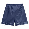thumbnail image 5 of eczipvz Girls Boys Pajamas Satin Pajama Set Silk Pjs Short Sleeve Sleepwear Kids Button-Down Nightwear Navy L, 5 of 5