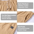 thumbnail image 6 of Men's Cotton Shorts Casual Elastic Waist Drawstring Summer Beach Vacation Yoga Golf Shorts with Zipper Pockets, 6 of 7