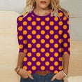 thumbnail image 2 of T-Shirts Grande Taille pour Femmes à Manches 3/4 à Pois, Col Rond, T-Shirts Graphiques de Base, Hauts d'Été Décontractés (5TG, Bordeaux), 2 of 6
