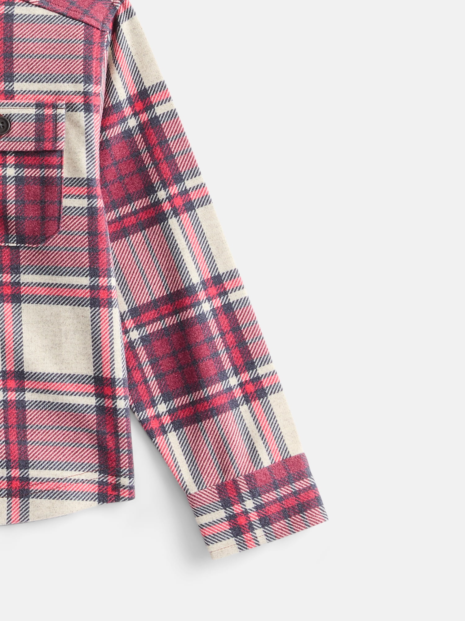 Wonder Nation Boys' Brushed Flannel Shacket with Long Sleeves, Sizes 4-18 & Husky
