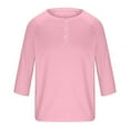 thumbnail image 4 of Txeol Men's 3/4 Sleeve Baseball T-Shirts Casual Button V Neck Henley Shirts Solid Color Athletic Tees Pullover Tops,Pink,XL, 4 of 6