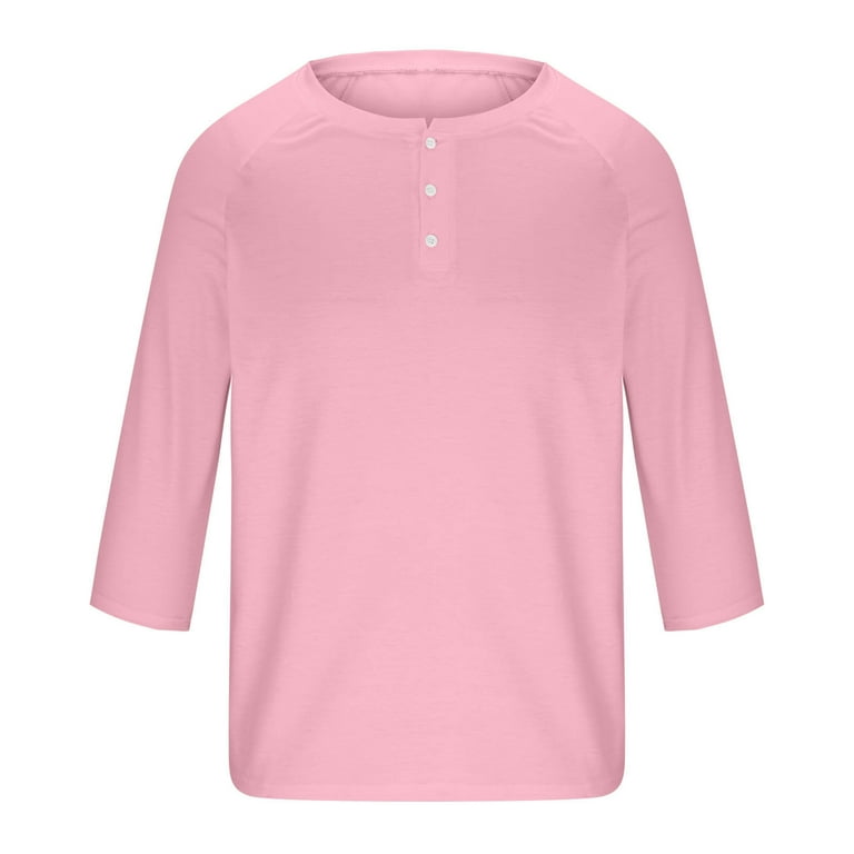 HAOTAGS Men's Henely Shirt, 3/4 Sleeve Button Basic T-Shirts