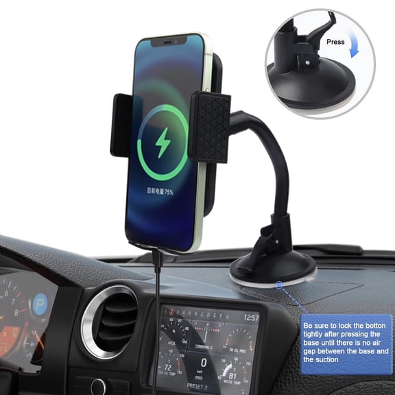 onn Dashboard & Windshield Cell Phone Mount, Black
