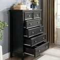 thumbnail image 3 of 6 Drawers Dresser 6 Drawers Cabinet,Chest of Drawers Closet Organizers and Storage Clothes Storage Drawers Cabinet for Living Room, Farmhouse Dresser Organizer, Black, 3 of 6