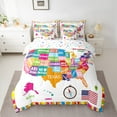 thumbnail image 3 of Manfei American Map Print 7-Piece Twin Bedding Sets, Kawaii Cartoon Bedding Comforter Set, Teens Kids Boys Girls Reversible Sheet Sets, Microfiber Bedroom Decor, 3 of 8