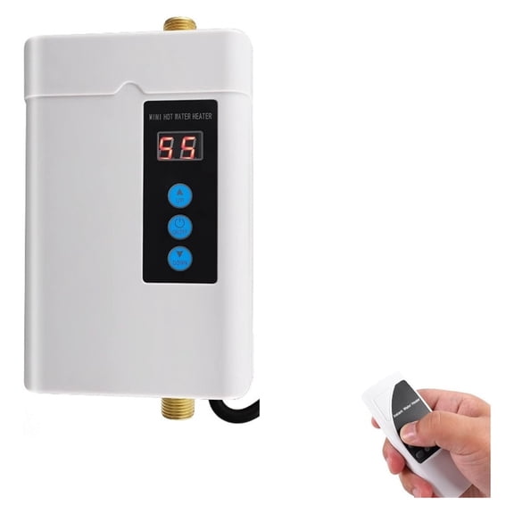 Tankless Electric Water Heater 3000W Under Sink On Demand Instant Hot Water Heater For Kitchen Bathroom Washing (White) ,Compact Design