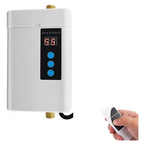 Tankless Electric Water Heater 3000W Under Sink On Demand Instant Hot Water Heater For Kitchen Bathroom Washing (White) ,Digital Temperature Display