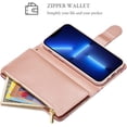 thumbnail image 4 of Wallet Case for iPhone 14 Pro Max 6.7 inch, Premium Vintage PU Leather Magnetic Closure Handbag Zipper Pocket Case Kickstand Card Slots with Wrist Strap Shockproof Flip Case - Purple Flower, 4 of 7