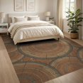 thumbnail image 3 of ODIKA 8'x10' Ultra-Soft Area Rug, Wood Grain Tree Ring Nature Art With Rustic Stump Motif Vintage Flowing Dynamic None Washable, Bare feet friendly, Silk-Touch for Bedroom, Under Sectional, 3 of 7