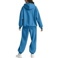 thumbnail image 5 of APEXFWDT Women's 2-Piece Jacquard Sweatsuit - Long Sleeve Loose Zip-Up Hoodie Jacket & Jogger Pants Set Loungewear,XL,Blue, 5 of 9