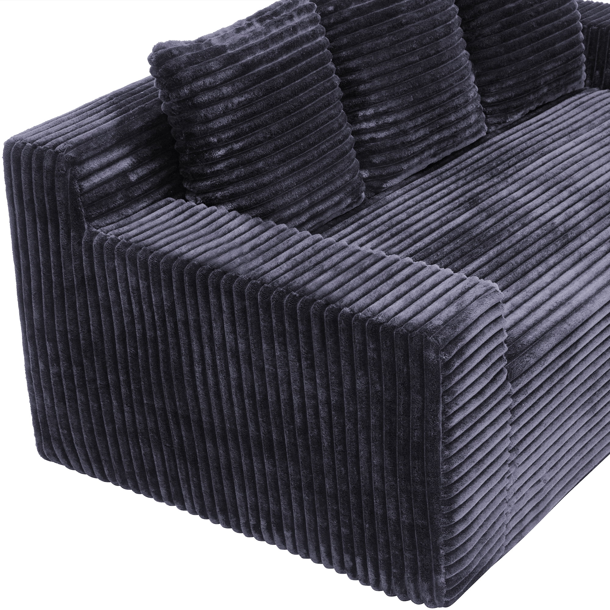 Leumius 72.2" 3-Setaser Sofa with Corduroy Fabric, Deep Seat Couches, Comfy Loveseat Sofa, No Assembly for Living Room Bedroom Conference Room Apartment Dark Grey