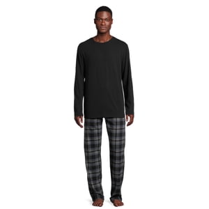 Hanes Men's Slub Jersey and Flannel Sleep Set