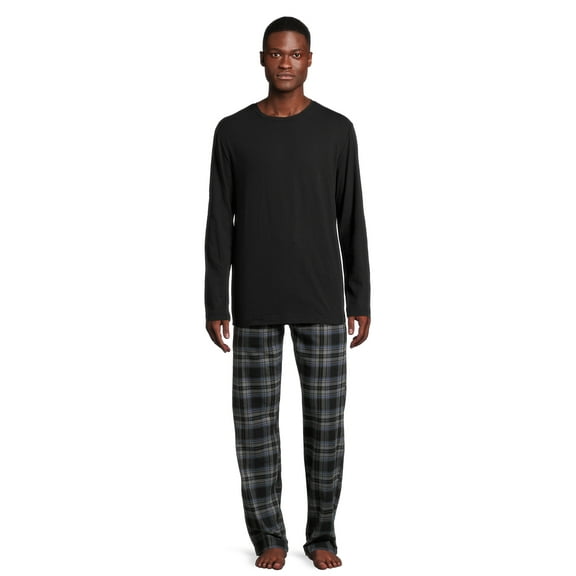 Hanes Men’s Slub Jersey Top and Ultra Soft Flannel Sleep Pants Set, 2-Piece, Sizes S-5XL