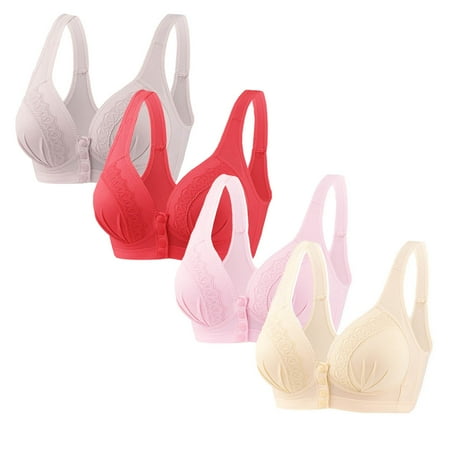 Ndbuld Plus Size Bras for Women Wireless 4PC Women s No Steel Ring Lactation Bra Back Adjustment Yoga Running Bra Fall Clearance XLPink