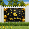 thumbnail image 6 of Black Background Happy 45th Years Birthday Banner Gold Star Balloon Decor Party Supplies Photography Props Birthday Decoration Backdrop Decorations, 6 of 8