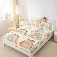 thumbnail image 3 of Manfei Boho Rainbow Bed Sheets, Doodle Heart Print Full Size Sheets, Cream, 4-Piece, 1 Flat Sheet, 1 Fitted Sheet and 2 Pillowcases, 3 of 6