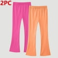 thumbnail image 2 of SGFCWSX Girls Slim Pants High Elastic Waist Flare Trousers for Kids Yoga 2 Pack Trendy Pant Hot Pink Size 9 Years, 2 of 2