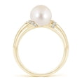 thumbnail image 2 of ANGARA Freshwater Cultured Pearl Ring with Pave-Set Diamonds in 14K Yellow Gold for Women | June Birthstone, Birthday, Anniversary, Jewelry Gift for Women | Pearl Ring, 2 of 8