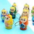thumbnail image 5 of Naierhg 3Pcs Wood Flower Girl Painted Doll Design Matryoshka Keychain Bag Decor Pendant, 5 of 7