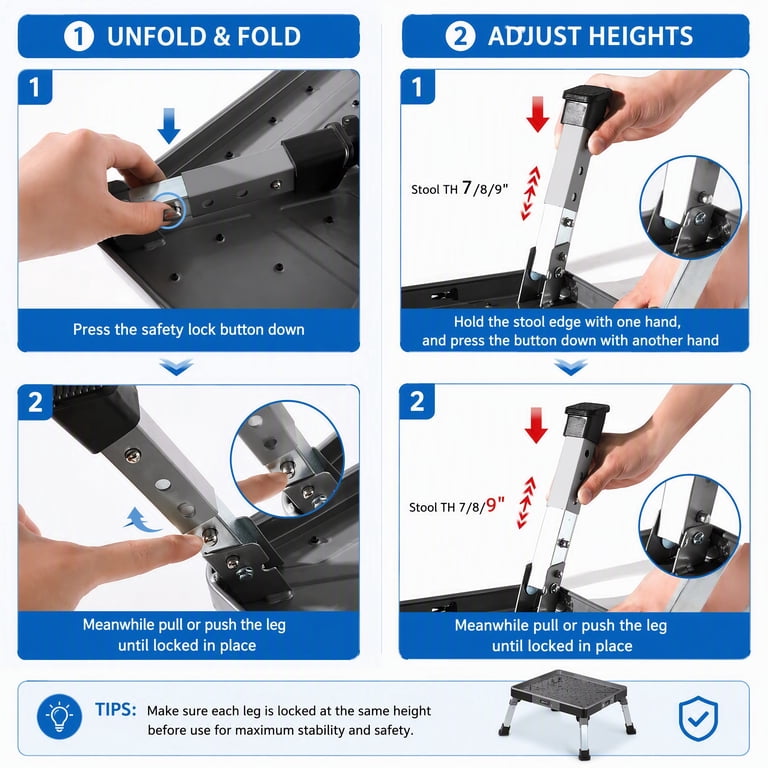 Lafati Folding RV Step Stool, Anti-Slip Platform, 330 lb Capacity photo 3