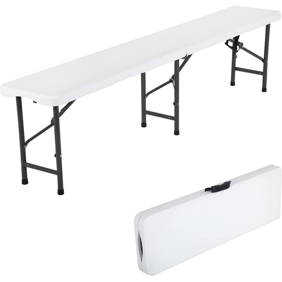 CL.HPAHKL 6 Ft Folding Plastic and Steel Bench Portable and Foldable White