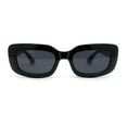 thumbnail image 2 of Womens Mod Rectangle Subtle Weave Pattern Arm Sunglasses All Black, 2 of 4