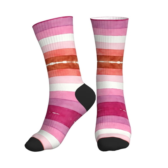 Athletic Socks Lesbian Pride Flag Sport Running Calf Socks Crew Socks for Men Women